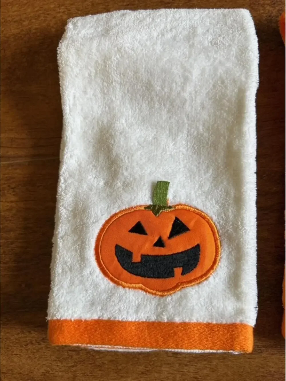 Set of 3 Halloween Themed Hand Towels with Pumpkin, Spider, and Ghost Designs